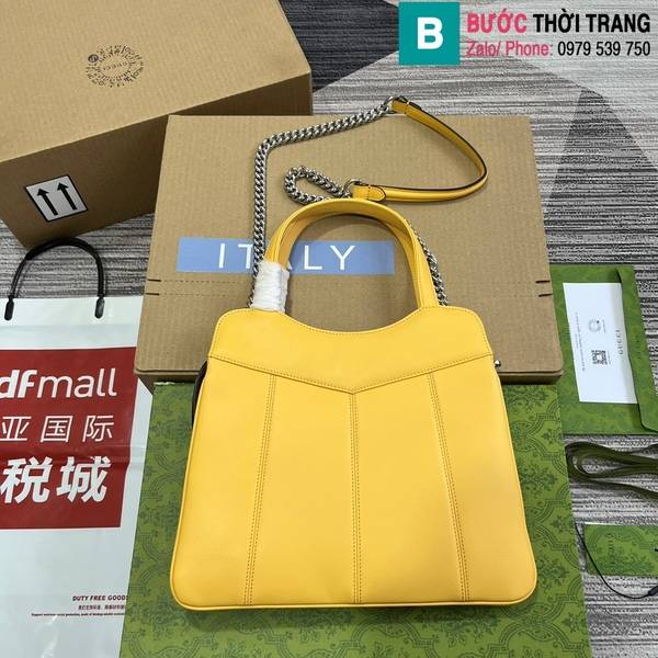 Túi xách Gucci Petite GG small tote bag cao cấp da bê màu vàng size 28cm