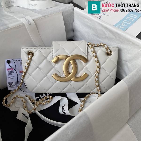 Túi xách Chanel Baguette bag siêu cấp da cừu màu trắng size 24cm