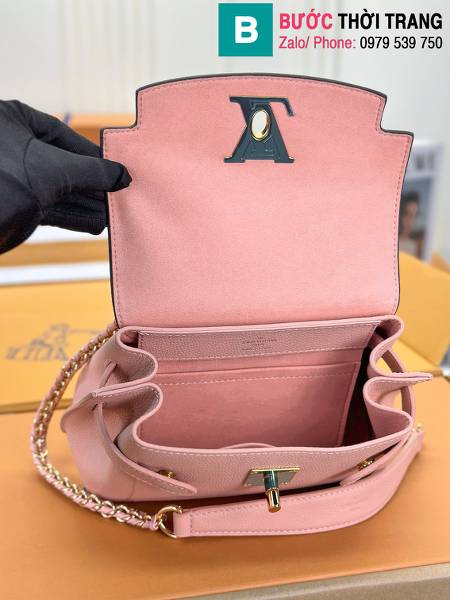 Túi xách Louis Vuitton Lockme Ever siêu cấp da bê màu trắng hồng size 23cm 