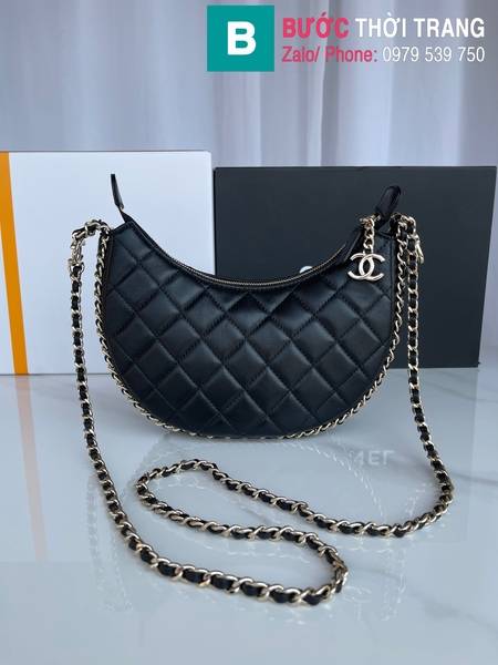 Túi xách Chanel hobo bag cao cấp da cừu màu đen size 20cm 