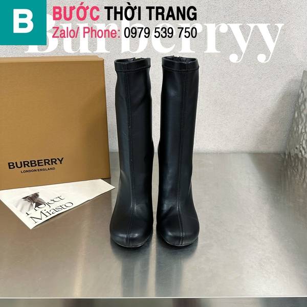 Boot da cổ thấp Burberry gót vuông cao 10.5cm màu đen