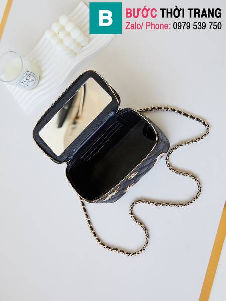 Túi xách Chanel vanity siêu cấp da bê màu đen size 17cm 