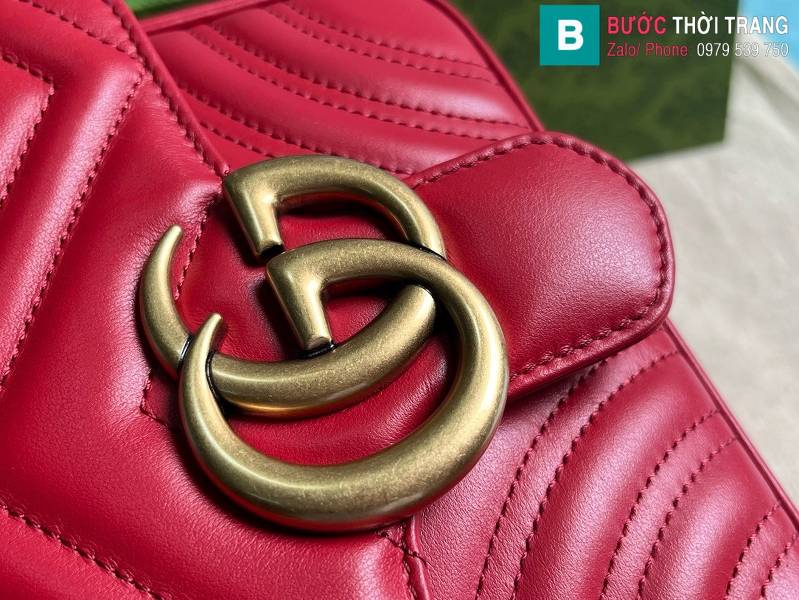 Túi xách Gucci Marmont siêu cấp da bò màu đỏ size 18cm 