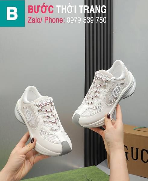 Giày thể thao Gucci Run bề mặt lưới thoáng khí màu trắng