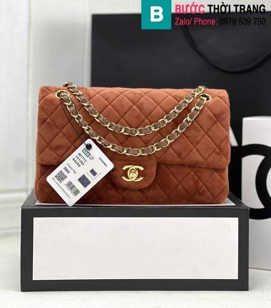 Túi xách Chanel Cf Classic Flap bag siêu cấp canvas màu cam size 25cm 