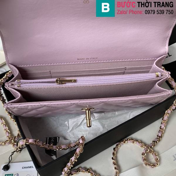 Túi xách Chanel woc siêu cấp da bê màu tím size 19cm