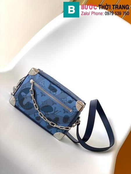 Túi xách Louis Vuitton Mini Soft Trunk cao cấp monogram màu xanh đậm size 18cm