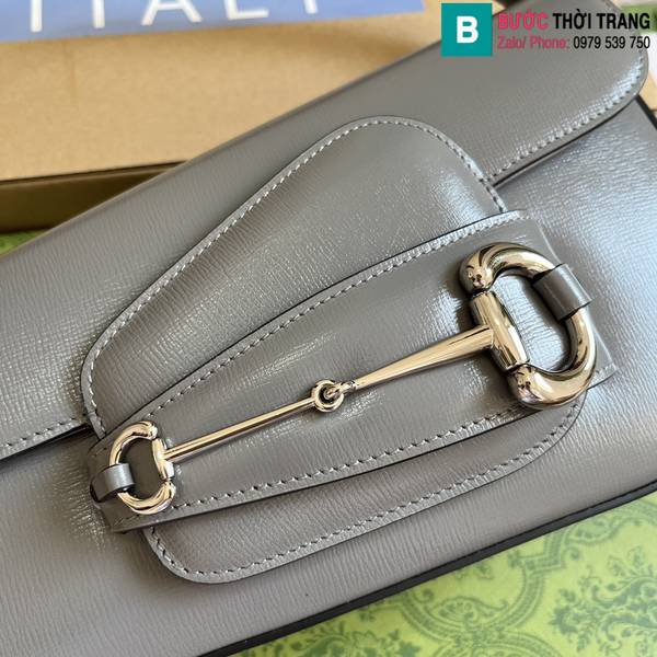 Túi xách Gucci Horsebit 1955 siêu cấp da bê màu xám size 26.5cm