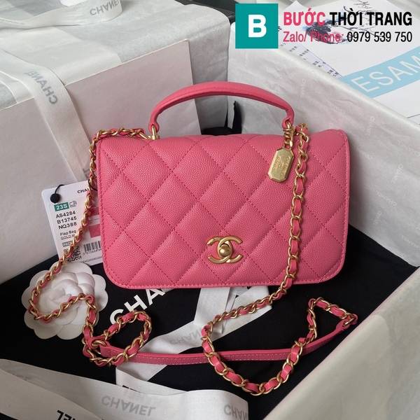 Túi xách Chanel Xiaoxiang B cao cấp da bê màu hồng size 20cm
