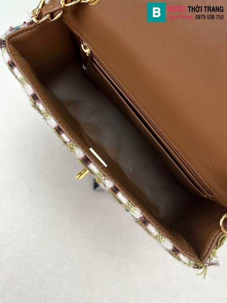 Túi xách Chanel Classic Flap Bag siêu cấp canvas màu vàng size 25cm