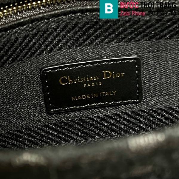 Túi xách Dior Lady cao cấp canvas màu đen size 24cm 