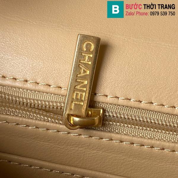 Túi xách Chanel vanity mini cao cấp chất liệu canvas màu cam size 15cm