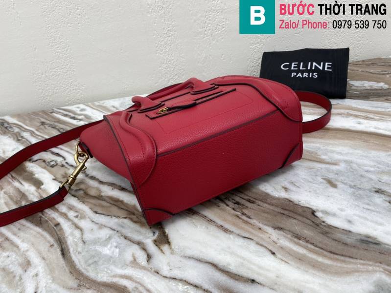 Túi xách Celine siêu cấp da bò màu đỏ 20cm 