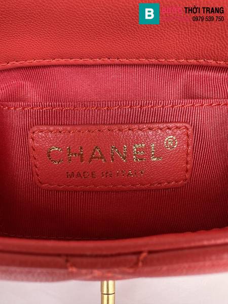 Túi nắp gập Chanel mini siêu cấp da cừu màu đỏ size 18cm 