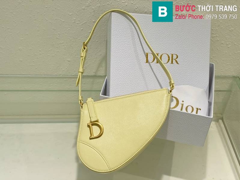 Túi xách Dior yên ngựa siêu cấp da bò màu vàng size 20cm