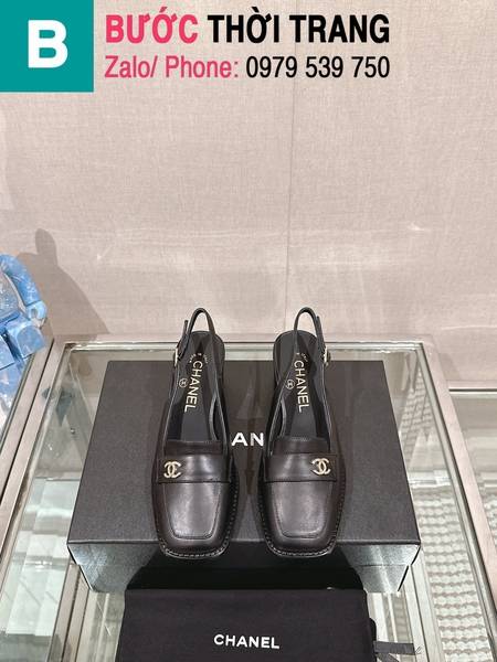 Giày cao gót Chanel 24FW Rough mũi vuông 5.5cm màu đen