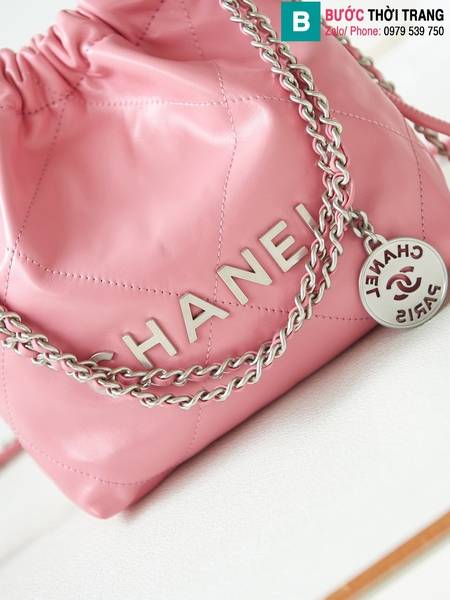 Túi xách Chanel Mini Handbagcao cấp da bê màu hồng size 19cm