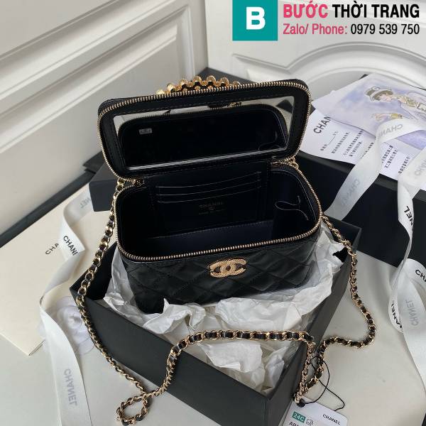 Túi xách Chanel vanity siêu cấp da bò màu đen size 17cm 