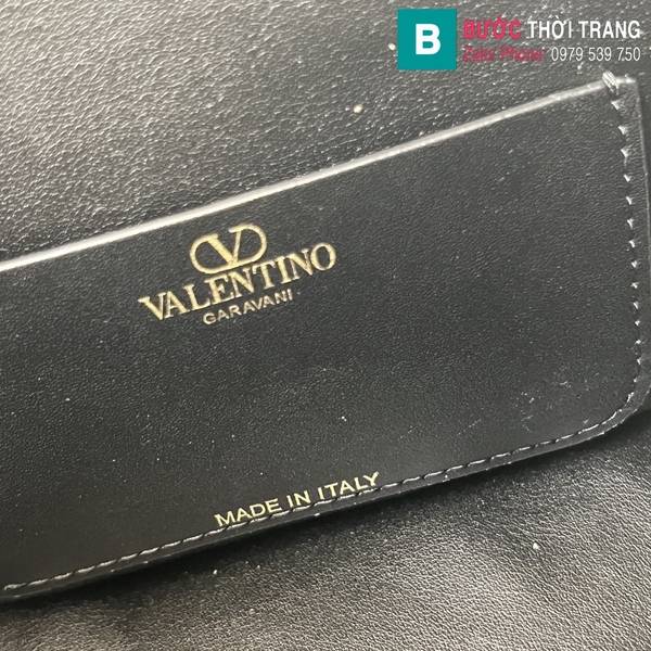 Túi xách Valentino Hobo Garavani Vlogo siêu cấp da bê màu đen size 29cm 