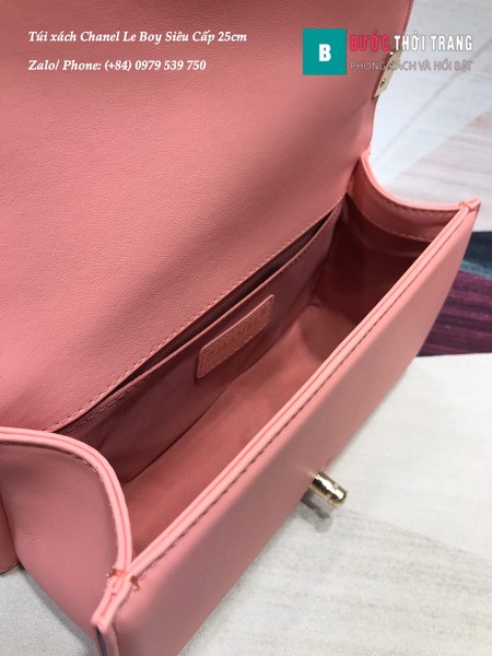 Túi Xách Chanel Boy siêu cấp màu hồng size 25cm - A67086