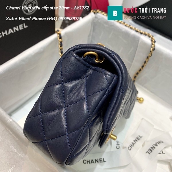 Túi xách Chanel Flap Bag siêu cấp da cừu màu xanh đen size 20cm - AS1787