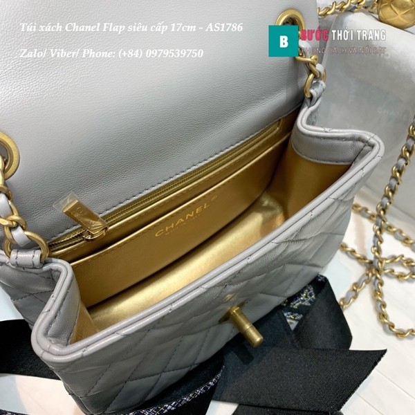 Túi Xách Chanel Flap Bag siêu cấp da cừu màu ghi size 17cm- AS1786