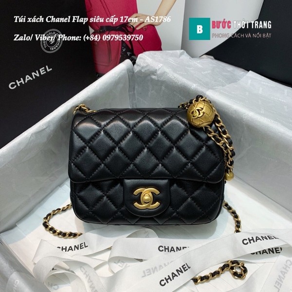 Túi Xách Chanel Flap Bag siêu cấp da cừu màu đen size 17cm - AS1786