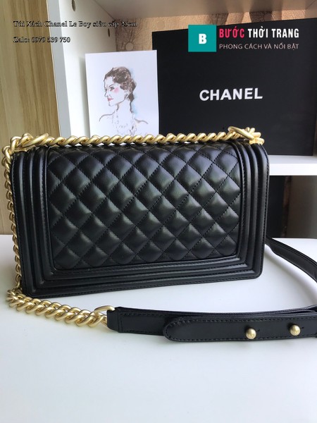 Túi Xách Chanel Boy Siêu Cấp ô trám màu đen 25cm - A67086
