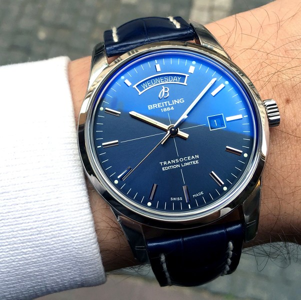 Collectors Market - SOLD: Breitling Transocean Day & Date ''Aurora  Blue'' Limited 1000