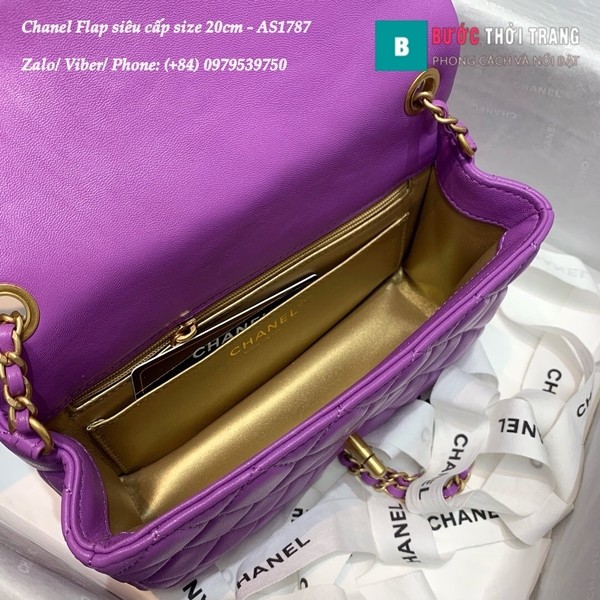 Túi xách Chanel Flap Bag siêu cấp da cừu màu tím size 20cm - AS1787