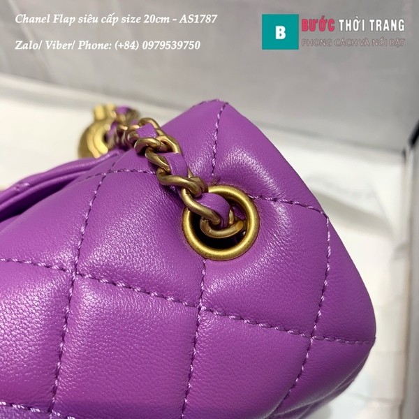 Túi xách Chanel Flap Bag siêu cấp da cừu màu tím size 20cm - AS1787