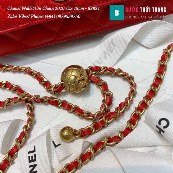 Túi Xách Chanel Classic Wallet On Chain siêu cấp 2020 size 19cm màu đỏ - A88821