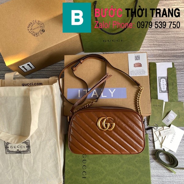 Túi xách Gucci Marmont small matelassé shoulder bag siêu cấp màu đồng size 24cm - 447632