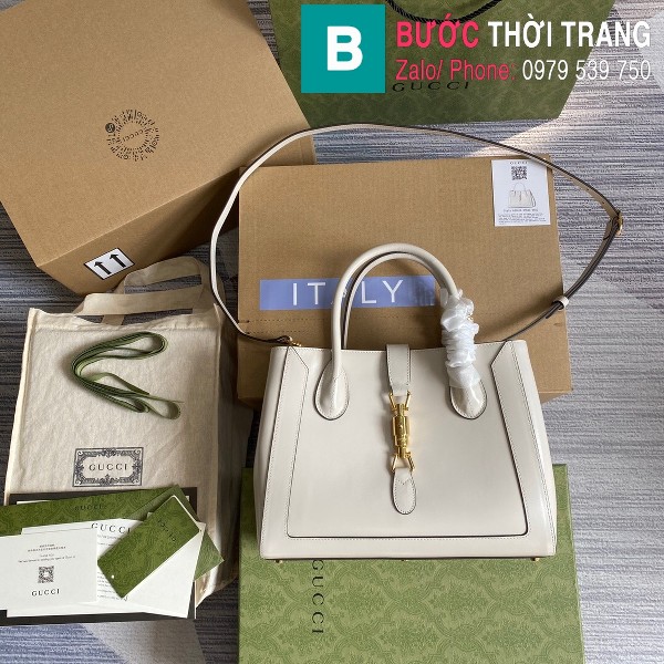 Túi xách Gucci Jacki 1961 Medium Tote Bag siêu cấp màu trắng size 30 cm - 649610