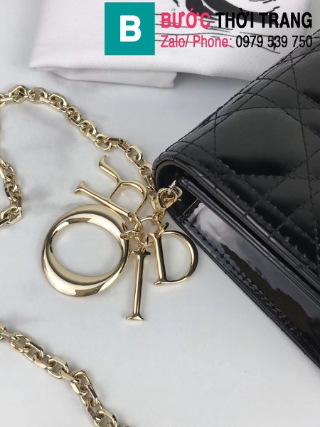 Túi ví Dior mẫu mới siêu cấp da bê bóng màu đen size 22cm