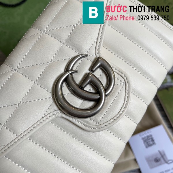 Túi xách Gucci Marmont Matelassé mini mẫu mới siêu cấp màu trắng size 20cm - 474575