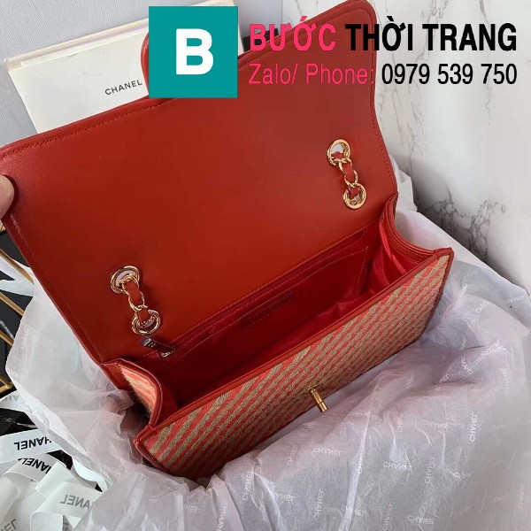 Túi đeo chéo Chanel siêu cấp mẫu mới  da bê màu đỏ size 26cm - AS2419 