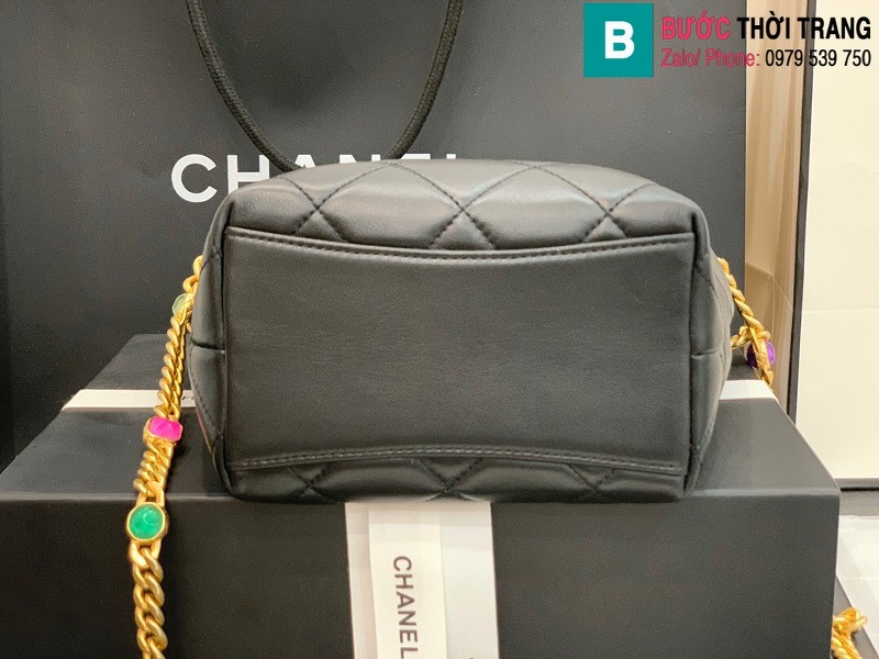 Túi xách Chanel Bag túi dây rút siêu cấp da cừu màu đen size 19cm AS2381
