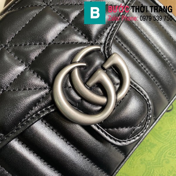 Túi xách Gucci Marmont mini top handle bag siêu cấp màu đen size 21cm - 583571