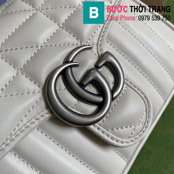 Túi xách Gucci Marmont mini top handle bag siêu cấp màu trắng size 21cm - 583571
