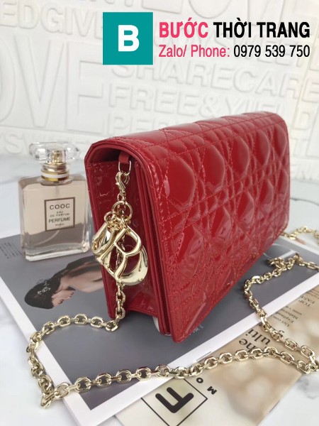 Túi ví Dior mẫu mới siêu cấp da bê bóng màu đỏ size 22cm
