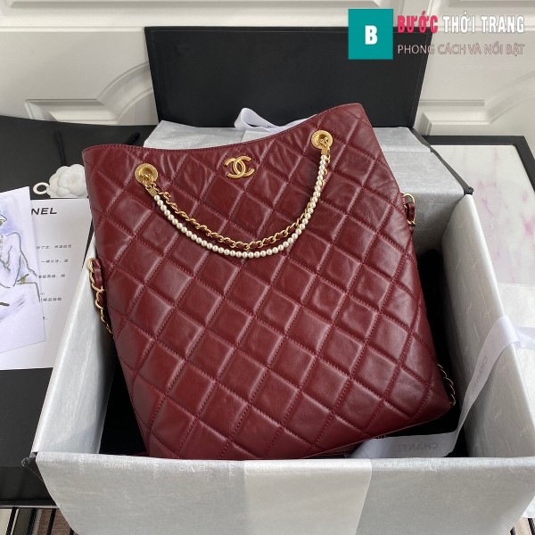 Túi xách Chanel Shopping Bag siêu cấp màu đỏ đậm size 34 cm - AS2213