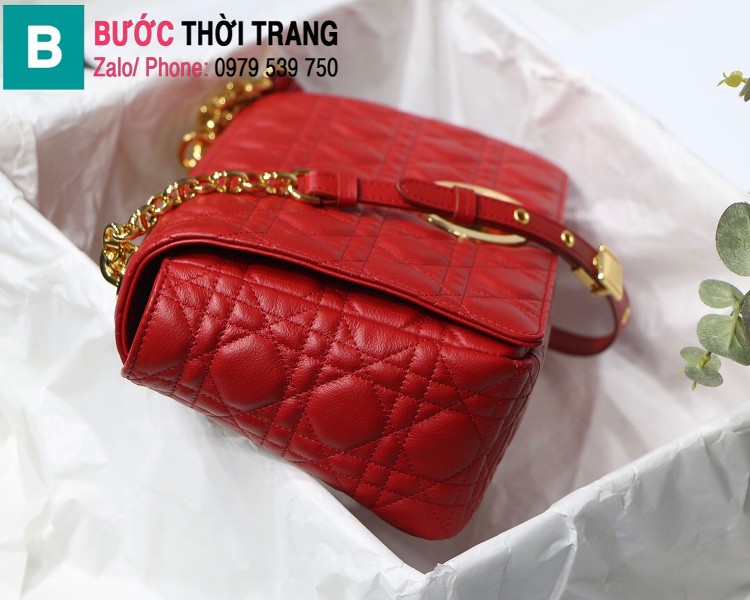 Túi đeo chéo Dior Caro siêu cấp da bê màu đỏ size 20cm