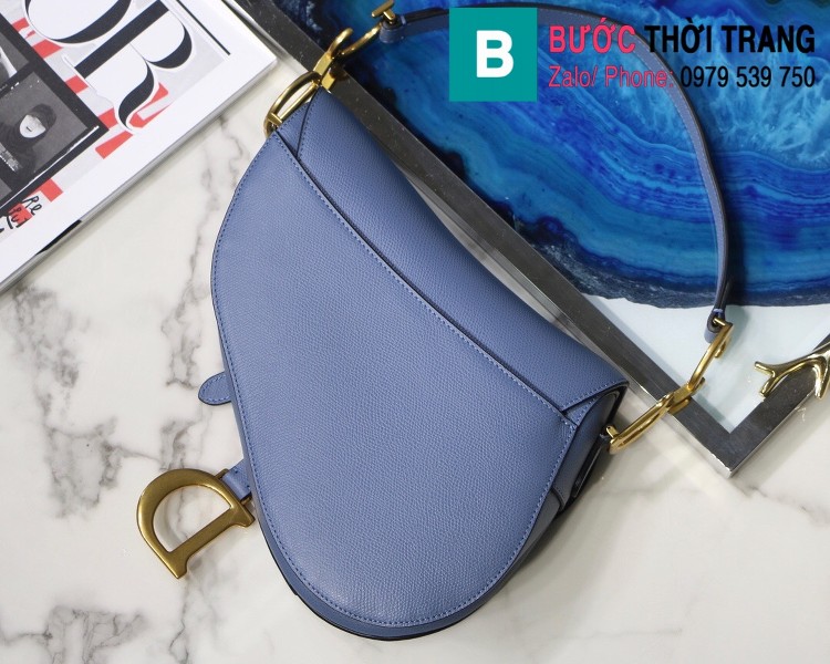 Túi xách Dior Saddle siêu cấp da bê màu xanh size 25.5cm - M9001 