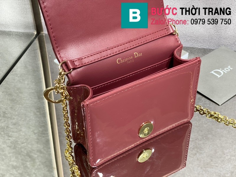 Túi xách Lady Dior Nano Pouck siêu cấp da bê màu hồng size 13.5cm -D6401