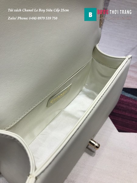 Túi Xách Chanel Boy siêu cấp có quai xách màu trắng size 25cm - A67086 