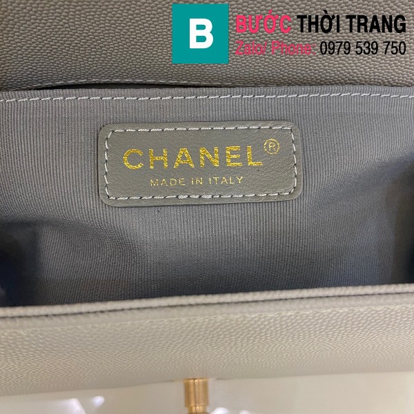 Túi xách Chanel Boy siêu cấp ô trám da bê màu xám size 25cm - 67086