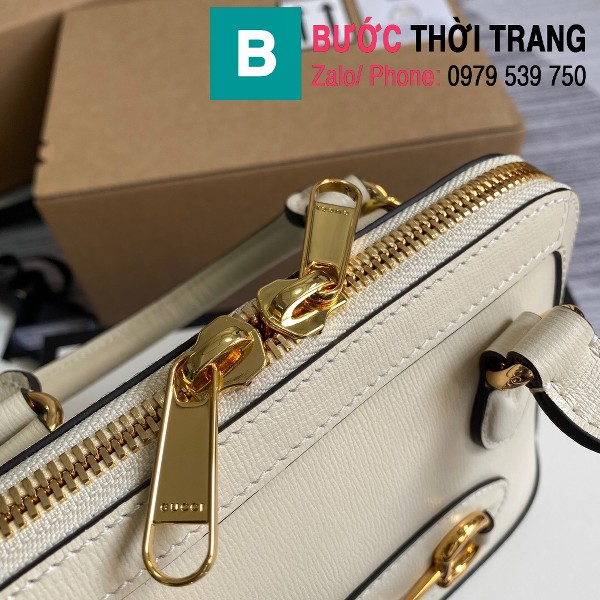 Túi xách Gucci Hosebit 1955 mini top handle bag siêu da bê màu trắng size 20cm - 640716