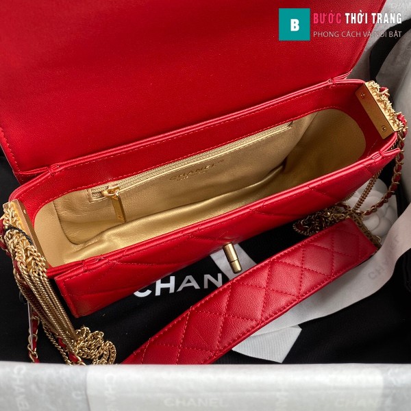 Túi xách Chanel Woke Classic Fap siêu cấp màu đỏ da cừu size 21 cm - AS2052