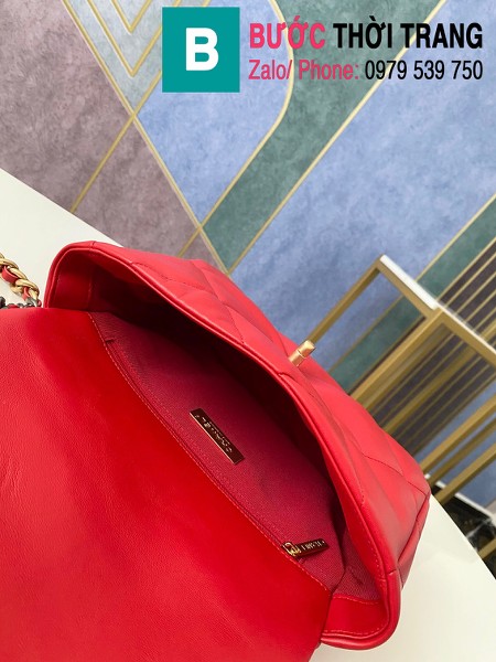 Túi xách Chanel 19 flap bag siêu cấp da bê màu đỏ size 26 cm - 1160